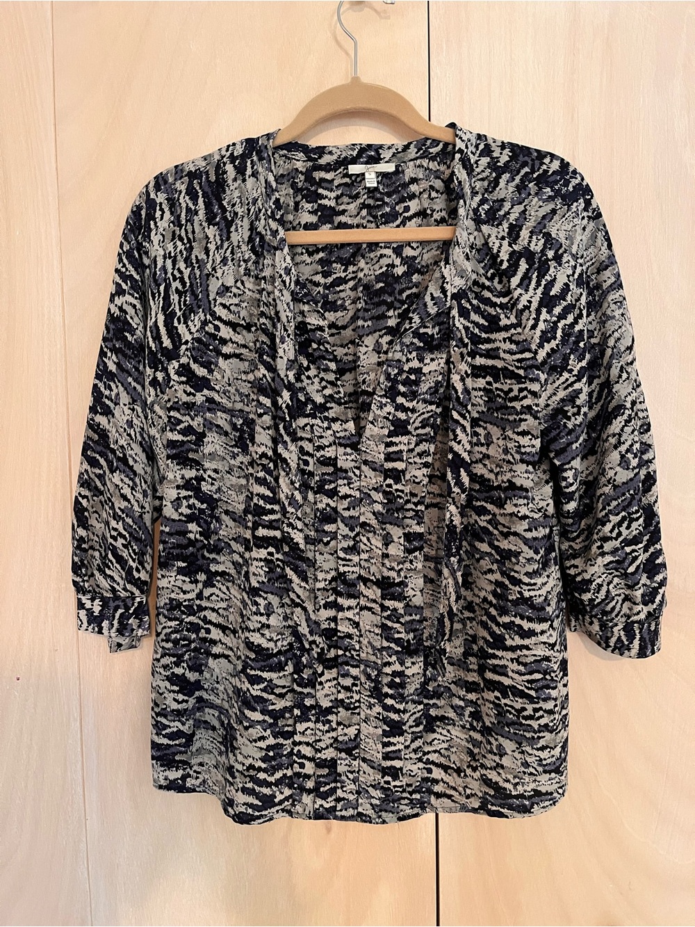 Joie Blue and Black Silk Blouse